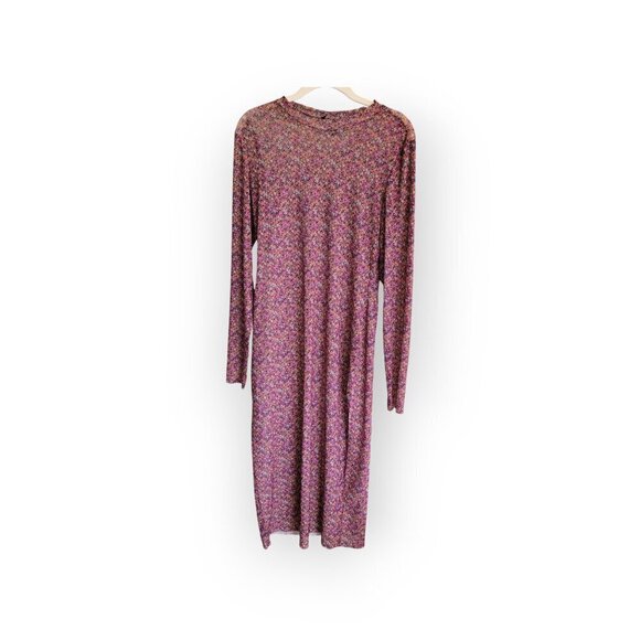 AFRM semi-sheer ditsy floral Mesh Maxidress in Burgundy/Fuchsia size L - Picture 2 of 8